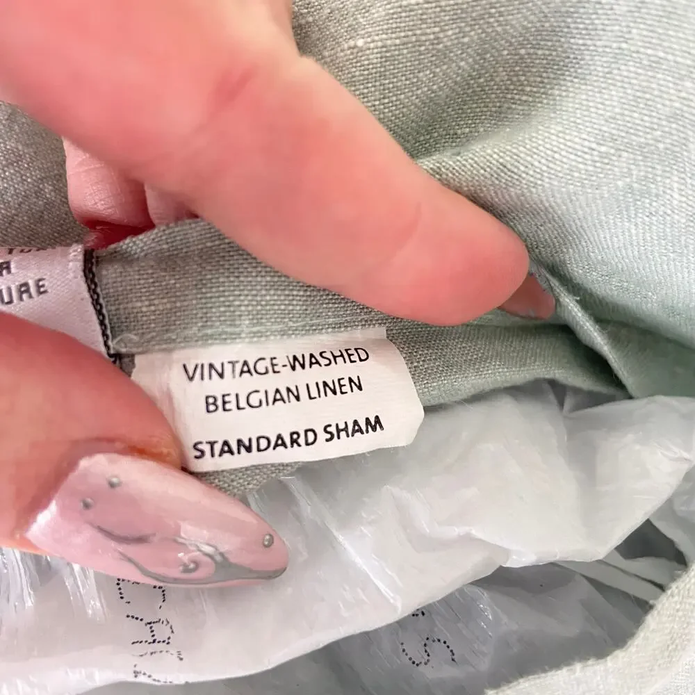 Restoration Hardware‎ Vintage Washed Belgian Linen Pillowcase Lt Green Standard